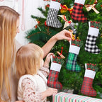 Skylety 60 Pcs Christmas Stockings Bulk Buffalo Plaid Xmas Tree Ornaments - Image 3