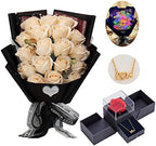 EIGHTOWN Roses Bouquet Artificial Flower - Preserved Red Rose Flowers with Love Necklace for Her - Unique Gifts Valentine's Day, Mother's Day, Thanksgiving, Birthday, Anniversary by EIGHTOWN