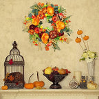 GLLBTPT Fall Wreath Full Handcrafted Autumn Front Door Wreath with Pumpkins Peony Flower Berries for Halloween Thanksgiving Harvest Decoration (Peony Flower) - Image 3