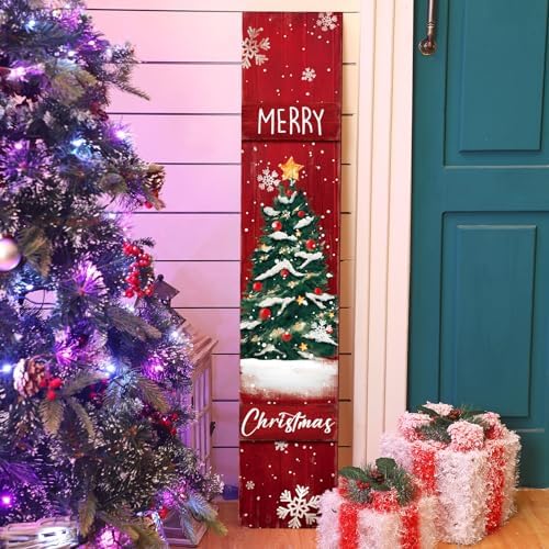 Merry Christmas Porch Sign Vertical Xmas Wooden Door Decor, 47" H - Image 6