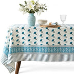 Vintage Floral Rectangle Tablecloth 60x120 Inch Blue Meadow by LinksloveHome