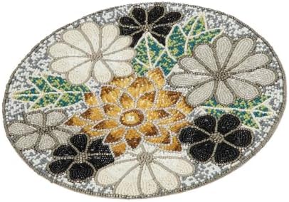 Lightnpro Flower Beaded Placemats Round, Rustic Farmhouse Hand Beaded Floral Placemats to Decorate Christmas Xmas Wedding Family Party Thanksgiving Dinner Table Décor - 13 Inch - Brown Combo - Image 7