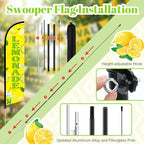 HunnmingRe 2 Set 15ft Lemonade Feather Flag Kit, Large Advertising Swooper Flag Banner with Aluminum & Fiberglass Poles and Ground Stakes, High-Visibility Outdoor Sign for Business, Store - Image 2