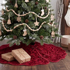 Velvet Christmas Tree Skirt Decor, 60 Inches, Scalloped Edge, Red - Image 5