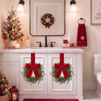 6 Pcs Christmas Red Wreaths Kitchen Cabinet Decorations - Image 5