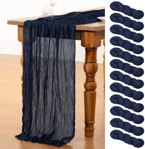 DeZerlor Navy Blue Cheesecloth Table Runners 12 Pack Fall Winter Runners by DeZerlor