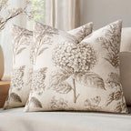 Set of 2 Decorative Floral Pillow Covers 22x22 Inch Light Brown by SWANCOCO