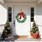 Vintage Metal Christmas Wreath Wall Decor Rustic Xmas Large Distressed Hanging Onaments Wreath for Front Door Porch Wall Home Outdoor Party Decoration, 14 Inch - Image 7