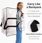 6 Pack Heavy Duty Extra Large Moving Bags W/Backpack Straps - Strong Handles & Zippers, Storage Totes For Space Saving, Fold Flat, Alternative to Box and Bin (40 gal, Semi-Transparent) - Image 4