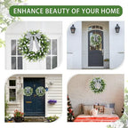 24" Boxwood Wreath for Front Door, Spring Wreaths for Wall Window Porch Home Farmhouse St Patricks Day Indoor Outdoor Decoration,Suitable DIY Wreath for All Season - Image 6