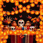 2 Pack Marigold Garland Lights, Dia De Los Muertos Decorations Altar Kit by KorlonTec
