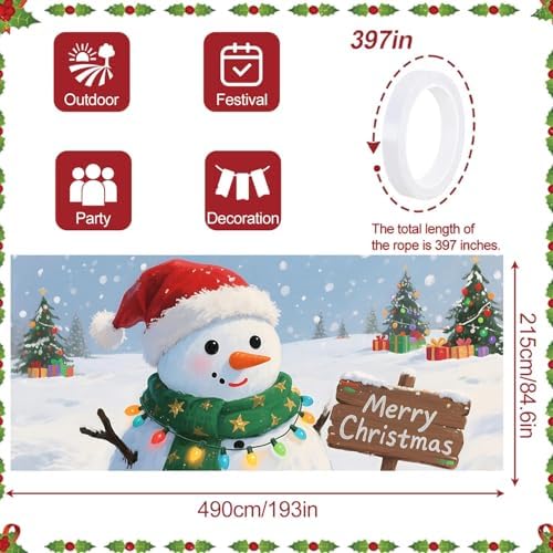 Cute Snowman Garage Door Banner 16x7 Ft - Merry Christmas Sign Design for Family Holiday Decorations - Image 4