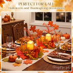 2 Pcs Fall Metal Pumpkin Candle Holder Decor with LED, 11.5 in, Orange - Image 5