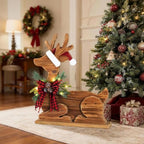 Glitzhome 25.75"H Lighted Christmas Reindeer Porch Sign,Chunky Wood Reindeer Porch Decor with Timer,Merry Christmas Welcome Sign for Holiday Party Indoor Outdoor Xmas Decorations - Image 3