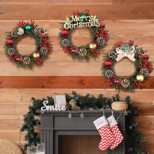 Zeyune 8 Pcs 14" Christmas DIY Green Wreath Artificial Faux Wreath, Fresh - Image 4