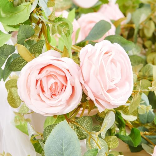 Artificial Flower Garland 2pcs 5.4ft Peony Vine Decor, Light Pink Flower - Image 3