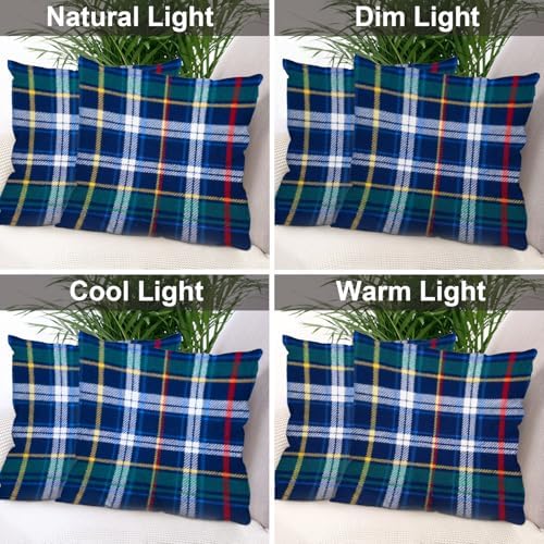 Batmerry Black Blue Throw Pillow Covers, Blue Scottish Tartan Red Decorative Pillow Covers Digital Printing Blended for Couch Sofa Bed Invisible Zipper 24X24 in(Set of 2) - Image 7