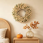 24 Inch Wheat Forsythia Fall Wreath for Front Door - Image 2