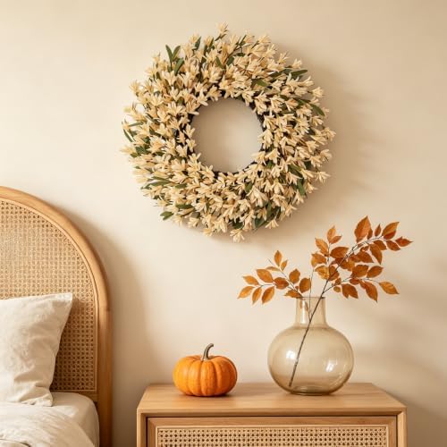 24 Inch Wheat Forsythia Fall Wreath for Front Door - Image 2