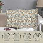 Ridhi Block Print Goldenrod Yellow Pillow Cover 18" x 18" (Pack of 2) Decorative Couch Pillows for Living Room, Farmhouse Chic Boho Cute Outdoor Pillows Covers Gifts for Spring, Mother's Day - Image 2