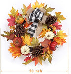Garvee 20" Fall Wreaths for Front Door, Autumn Pumpkin Wreath - Image 7