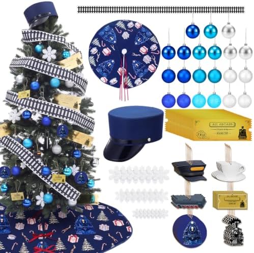 RattanView 99 Pcs Christmas Express Train Theme Tree Decoration Railroad by RattanView