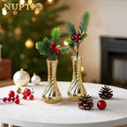 NUPTIO Gold Glass Bud Vase, Vintage Ribbed, 6.1", 6 Pcs - Image 6