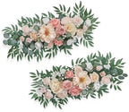 TINGE TIME Flower Garlands, 2 PCS Artificial Eucalyptus Garlands, Handcraft Artificial Rose Garland for Arch Wedding Sweetheart Table Ceremony Backdrop Decorations for Home (DustyRose&Champagne) by TINGETIME