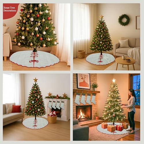 Ridhi Green Stripe & Red Block Print Cotton Christmas Tree Skirt 40 Inch - Image 6