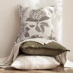 Foindtower Set of 2 Linen Floral Throw Pillow Covers Vintage Accent Print Decorative Cushion Covers Farmhouse Boho Home Decor for Sofa Chair Couch Bedroom Living Room,24×24 Inch,Light Gray - Image 5