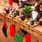 2 Pack Christmas Stocking Holders Ornament Hooks Mantel Weighted Stocking Hangers Metal Hanging Hooks Heavy Duty Stocking Holders Bases for Mantel Fireplace Party Decoration (Gold, 2) - Image 5