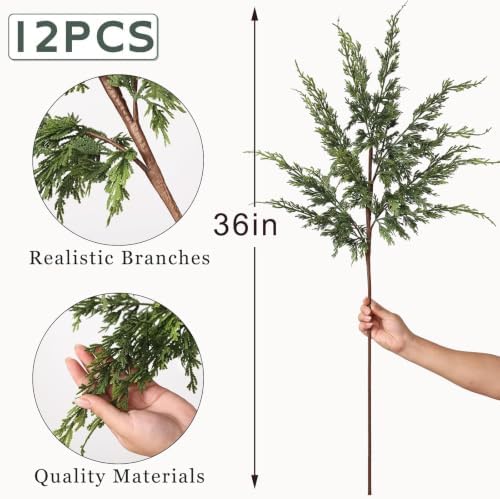 12Pcs 36" Long Artificial Christmas Cedar Pine Branches for Vase Decoration - Image 6