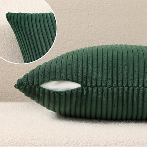 Mecatny Soft Corduroy Throw Pillow Covers 24x24 Set of 2 Christmas Green - Image 6