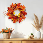 TOKCARE 24 Inch Fall Wreaths for Front Door with Maple Leaves and Berries - Image 4