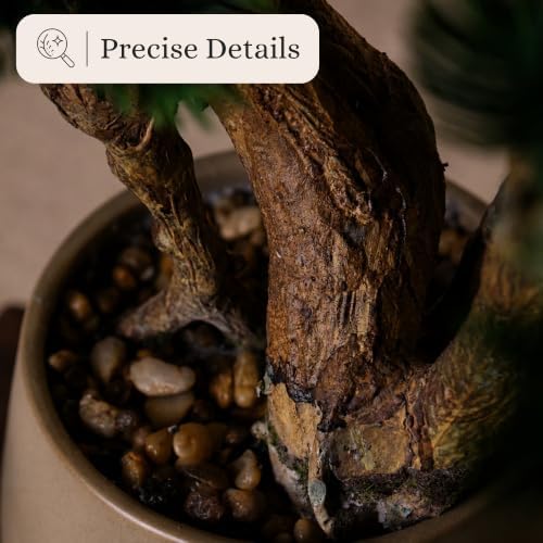 Artificial Bonsai Tree 26" Tall with Realistic Wood and Ceramic Pot, Fake Plants for Home, Bedroom and Office Desk, Japanese Decor - Image 4