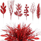 66 Pcs Red Christmas Glitter Picks and Sprays by Vertintong