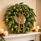WANNA-CUL 22 Inch Real Touch Christmas Wreath for Front Door with Lights by WANNA-CUL