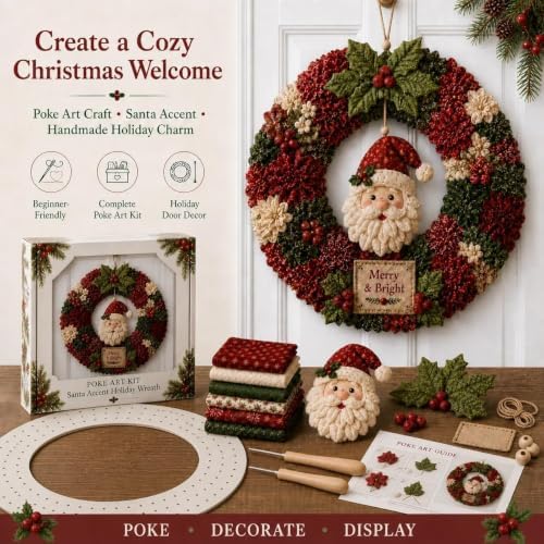 3D Fabric Poke Wreath DIY Kit for Adults Christmas Holiday Decor，2PCS L - Image 2