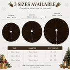 Christmas Tree Skirt, Dark Brown Velvet with Ruffled Pearl Trim, 60 Inch - Image 4