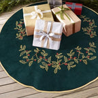Green Christmas Tree Skirt Velvet 48 Inch - Dark Green Xmas Decorations - Image 4