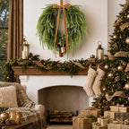 24" Christmas Wreaths Front Door Norfolk Pine Wreath with Bow Bells - Image 5