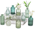 Glasseam Glass Bud Vases for Centerpieces, 10Pcs Green Small Flower Vase Set by Glasseam
