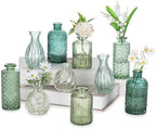 Glasseam Glass Bud Vases for Centerpieces, 10Pcs Green Small Flower Vase Set by Glasseam