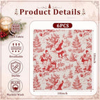 SmoothNovelty 6 Pcs Christmas Toile Cloth Napkins Xmas Soft Linen Fabric - Image 2