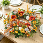 24 Inch Fall Wreaths for Front Door, Autumn Wreath with Welcome Sign - Image 5