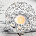 Set of 3 Silver Crystal Tea Light Candlestick Holders Flower Shape with Crystal Pendant Bowl Votive Metal Candle Holder for Table Centerpieces Wedding Home Decor - Image 5