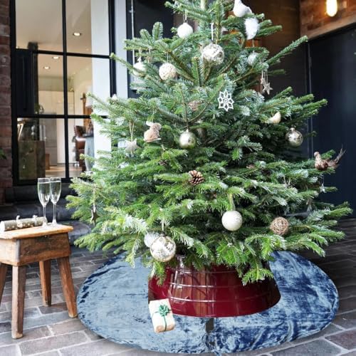 Sophia-Art Christmas Tree Skirt, Luxury Velvet Plush Skirt, Xmas Decoration Holiday Party Décor, Soft Velvet Home Décor Merry Christmas Party Christmas Tree Decorations (Light Blue,36 Inch) - Image 3