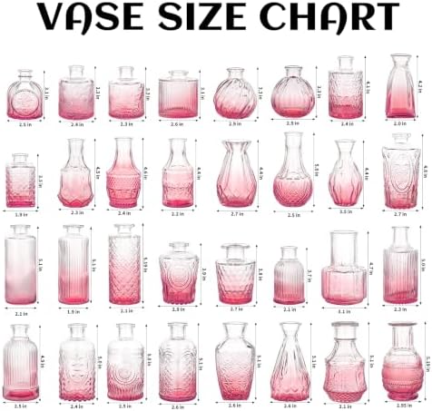 Bud Vases Set of 32, Mini Vases for Centerpieces, Small Vases for Flowers, Perfect for Table Decorations, Wedding, Party - Great Gift for Home Decor Lovers (Pink) - Image 2