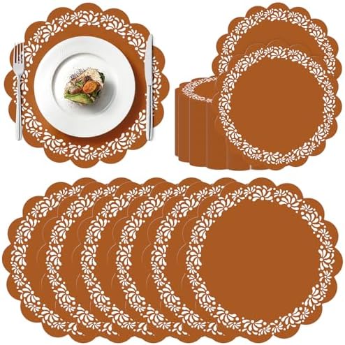 100 Pcs Platos De Barro Mexicanos Paper Placemats 13.5 Inches Cielito Lindo Party Decoration Disposable Scalloped Cinco De Mayo Paper Placemats for Fiesta Mexican Baby Shower Decor by Stuffygreenus