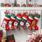 Personalized Christmas Stockings with Embroidered Name & Monogram,Custom Xmas Character Stocking with White Plush Cuff,18” Large Santa,Snowman,Reindeer,Dog,Cat Fireplace Stockings(4 Pack) by Infiher
